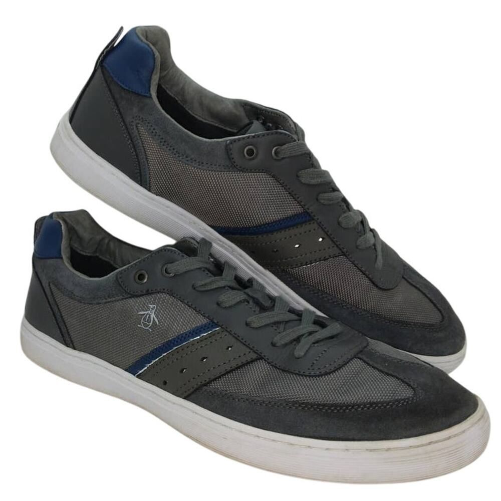 Penguin Mens Pre-owned Gray & Green Suede/Textile Sneakers - Size 13